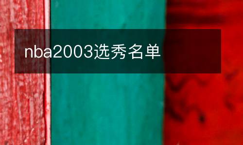 nba2003選秀名單